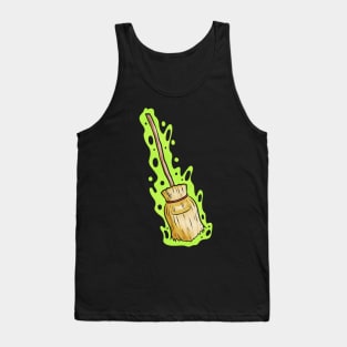 Magic Witch Broom With Green Shimmer Halloween Tank Top